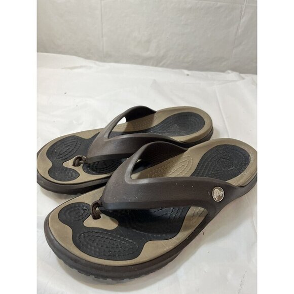 CROCS BROWN FLIP FLOP THONG SANDALS MENS 7 / WOMENS 9 - Picture 11 of 14